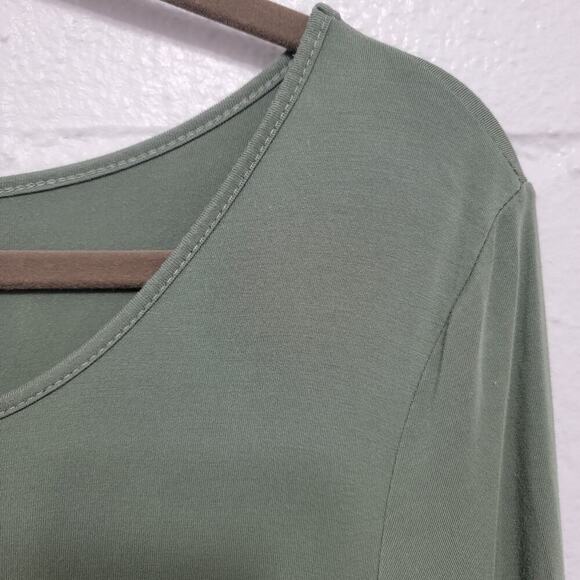 Piko Tunic Top Green Longsleeve A Line Pockets Bamboo 679 - Picture 6 of 10